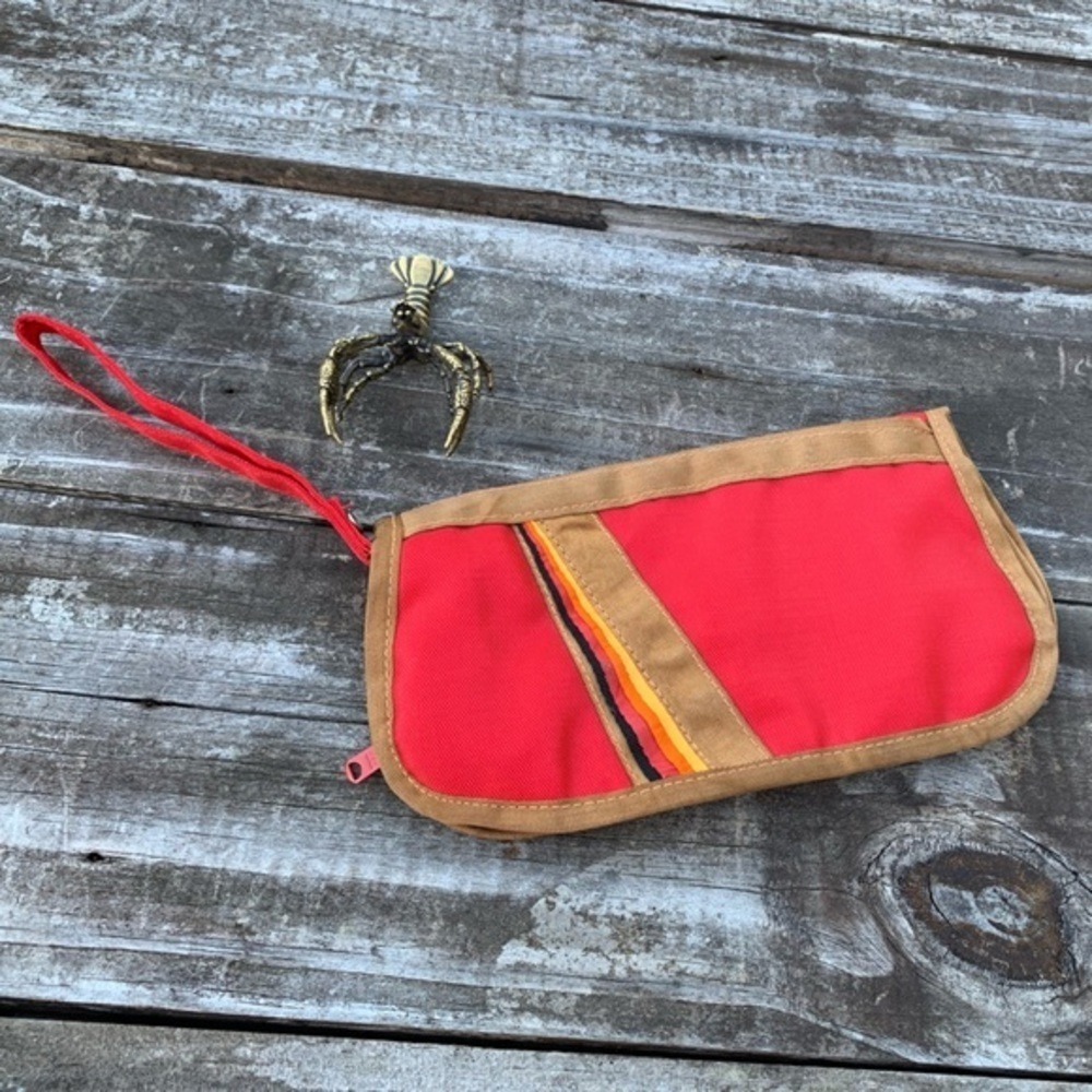Vintage 80s Red Nylon Wristlet Purse Wallet